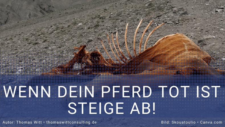 Auch im Möbelhandel gilt Wenn dein Pferd tot ist steige ab!